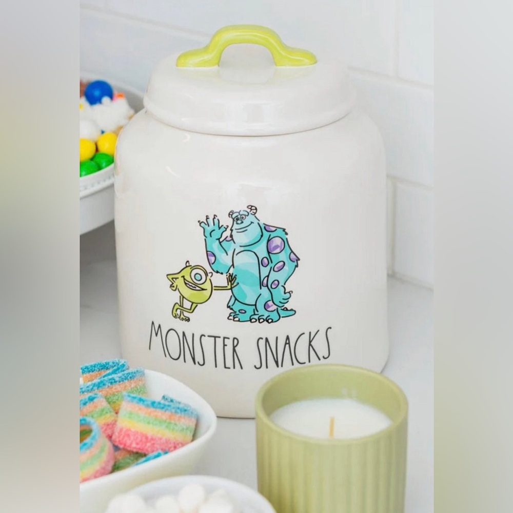 Rae Dunn Disney Pixar Monsters Inc Monster Snacks Cookie Canister Mike & Sully - Picture 5 of 5